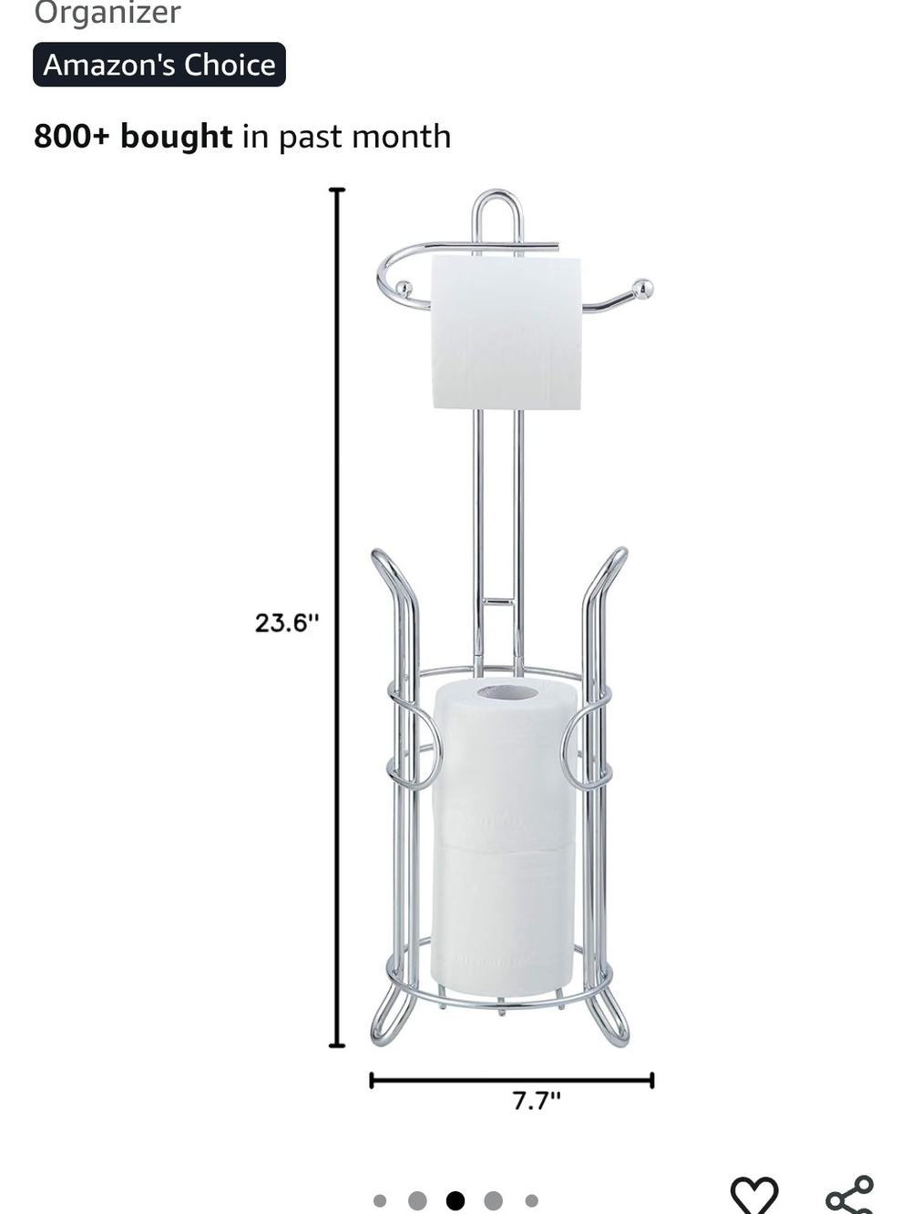 Chrome Free-Standing Toilet Paper Holder with Reserve Storage - Picture 3 of 7
